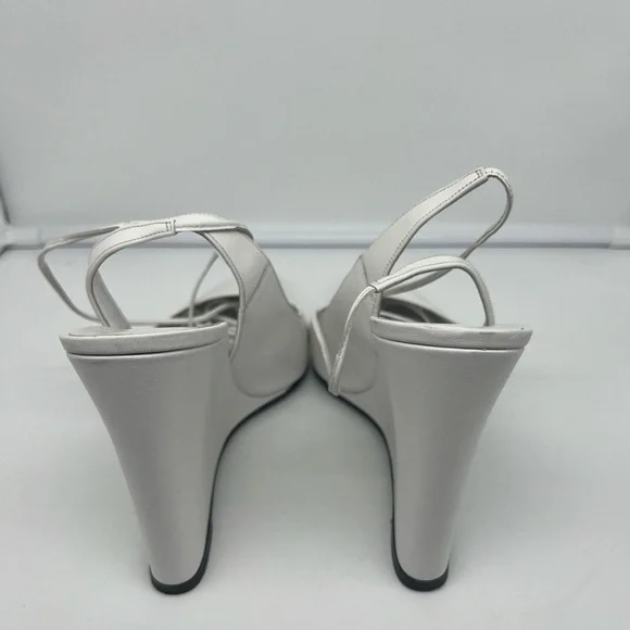 BY FAR Vaughn White Nappa Leather Wedge Gladiator Lace Up Pointed Heels sz 40 - Picture 12 of 13